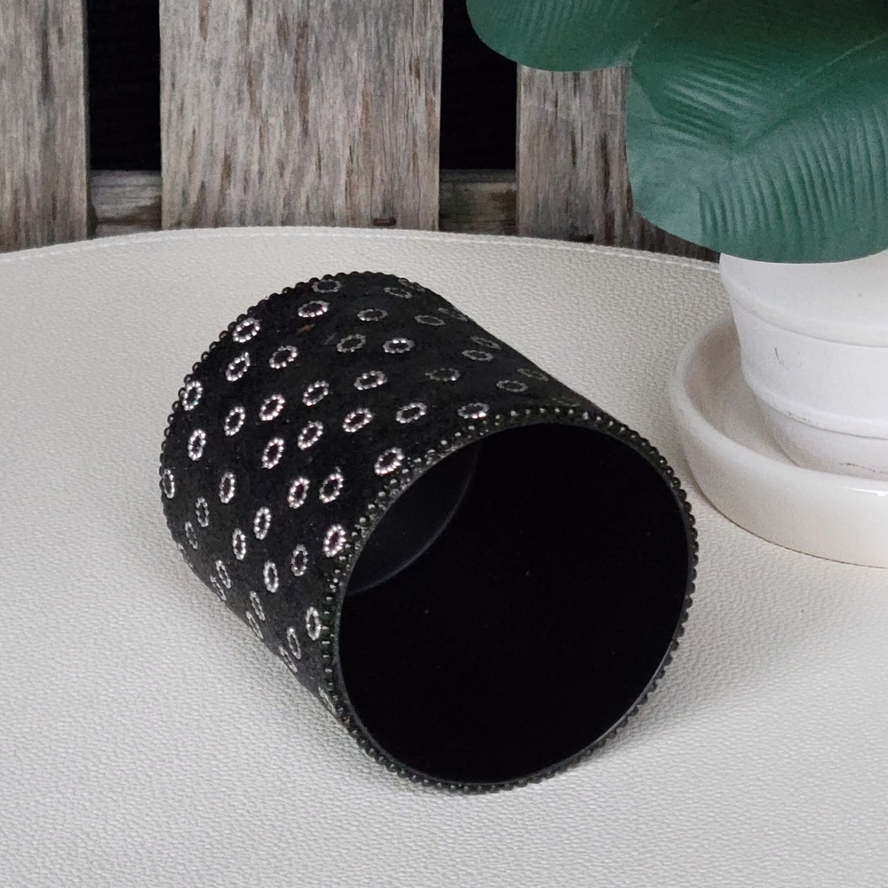 Target Lacquer Covered Sparkly Black & Silver Metal Cylinder Container - Picture 3 of 6